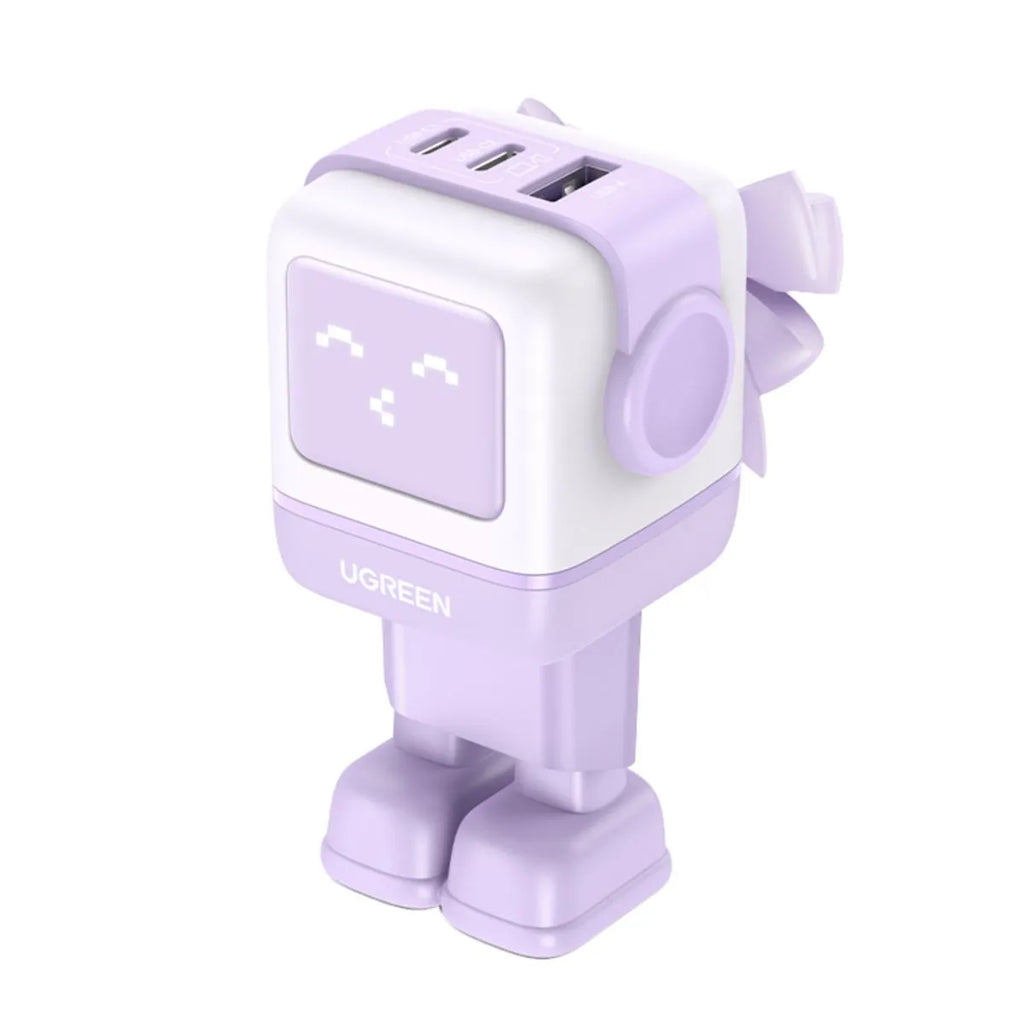 Cargador rápido UGREEN 65W GaN Robot | 2 USB-C + 1 USB-A