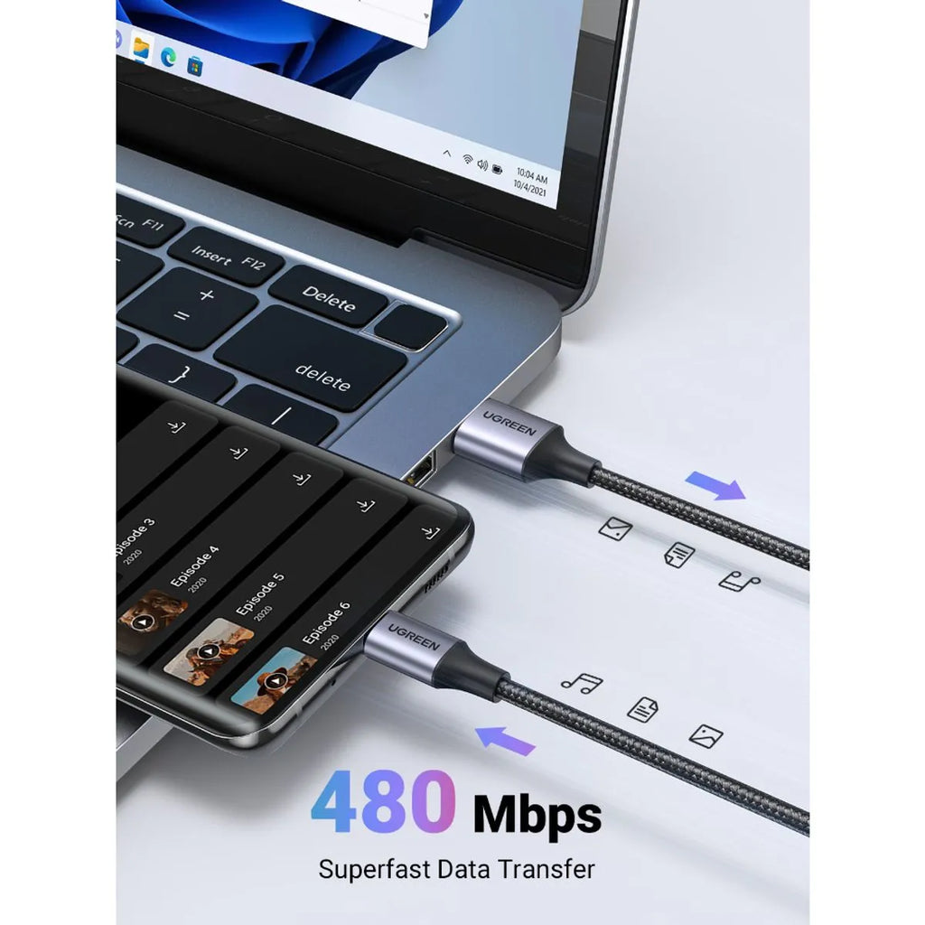 UGREEN Cable USB-C a USB-A 3A 1 m Reforzado Negro US288