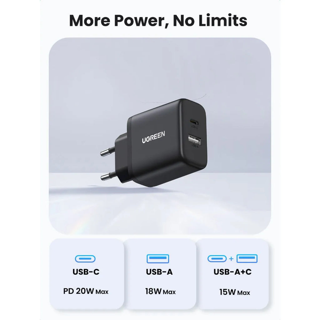 UGREEN Cargador Rápido 20W USB-C + USB-A  X227