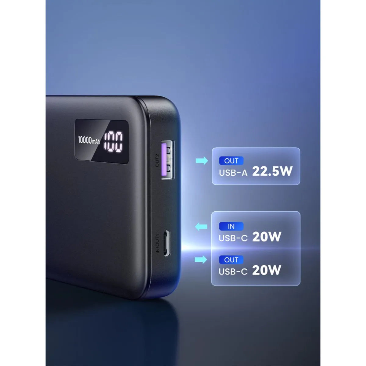 UGREEN Batería Portátil 10.000mAh PD 20W USB-C + USB-A Negro PB311