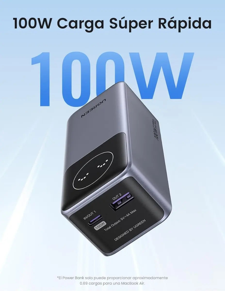 Batería portátil Power Bank Ugreen 12000mah 100w gris